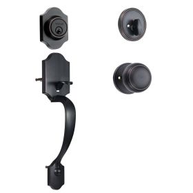 VEVOR Front Door Handle and Deadbolt Set, Antique Copper Front Door Lock Set with Interior Knob, Adjustable Hole Spacing Single Cylinder Handlese